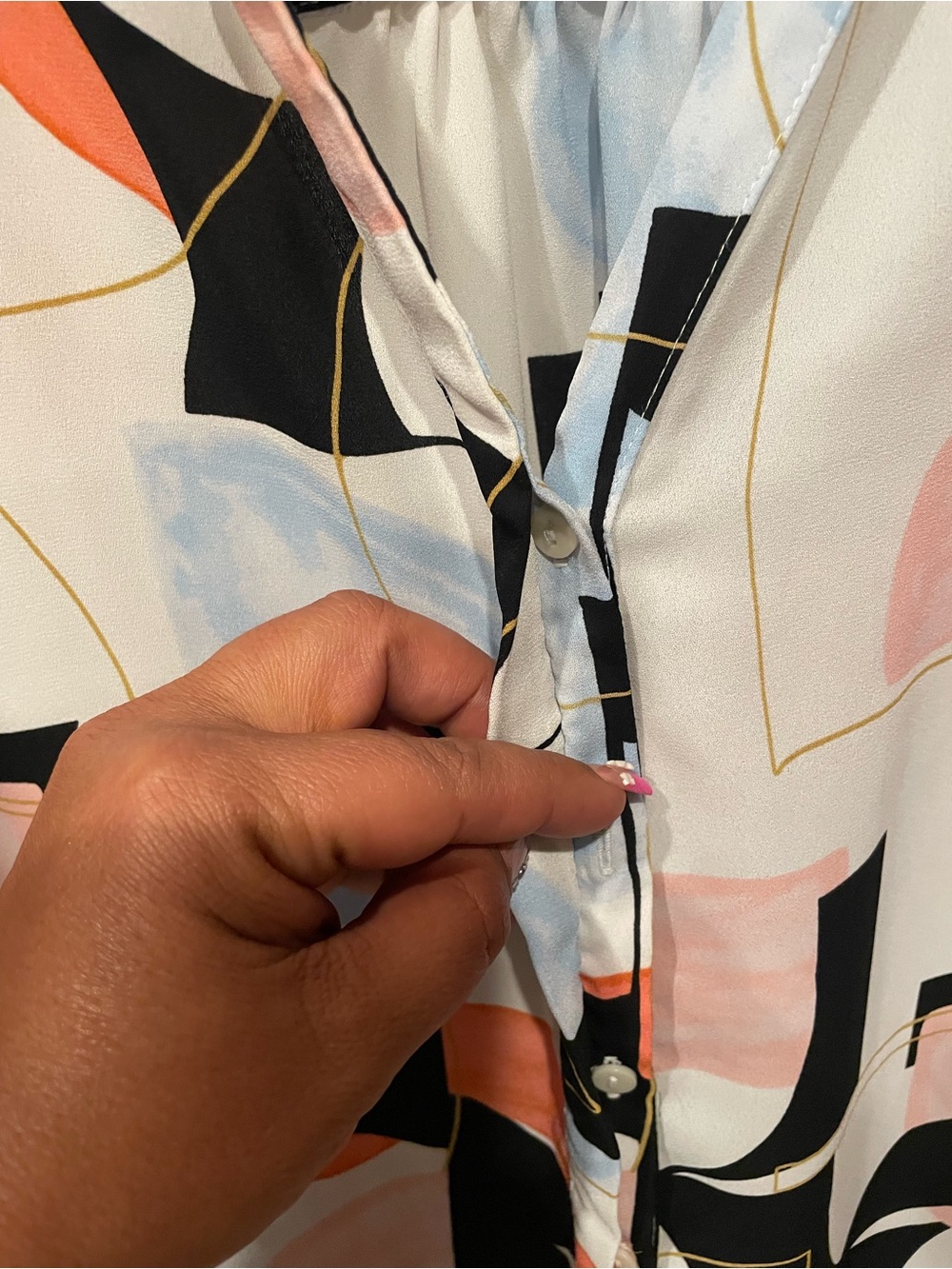 Worthington Multicolor Abstract Print Button-Up Blouse - Picture 7 of 7